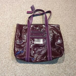Coach Poppy Shoulder Tote Bag Raspberry Purple Patent Leather Purse F20973-13876